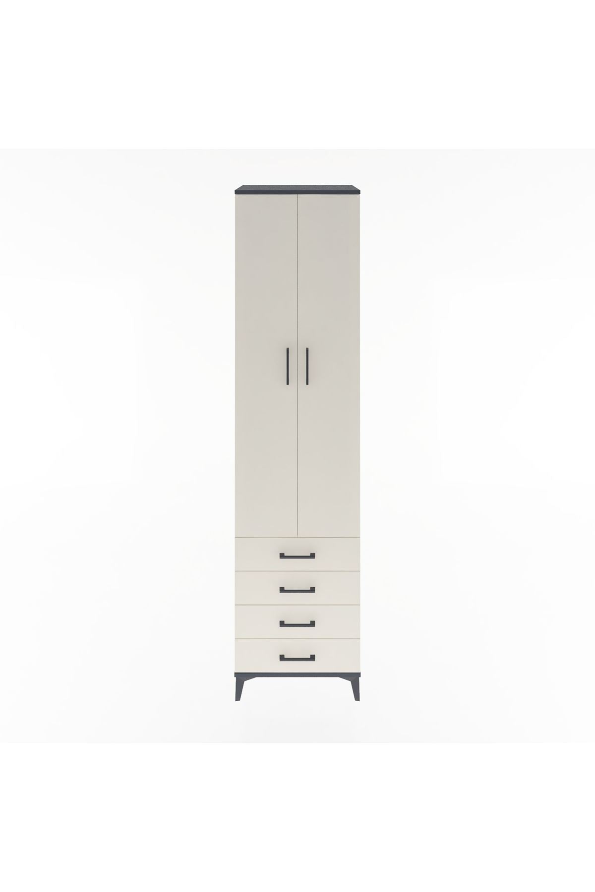 Hyperion Dolap 5 Raflı 4 Çekmeceli 2 Kapaklı 60x44x243 Antrasit-Aytaşı