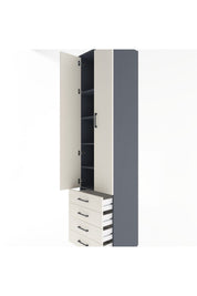 Hyperion Dolap 5 Raflı 4 Çekmeceli 2 Kapaklı 60x44x243 Antrasit-Aytaşı