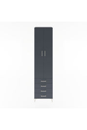 Hyperion Dolap 5 Raflı 4 Çekmeceli 2 Kapaklı 60x44x243 Antrasit-Antrasit
