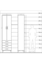 Hyperion Dolap 5 Raflı 4 Çekmeceli 2 Kapaklı 60x44x243 Antrasit-Aytaşı