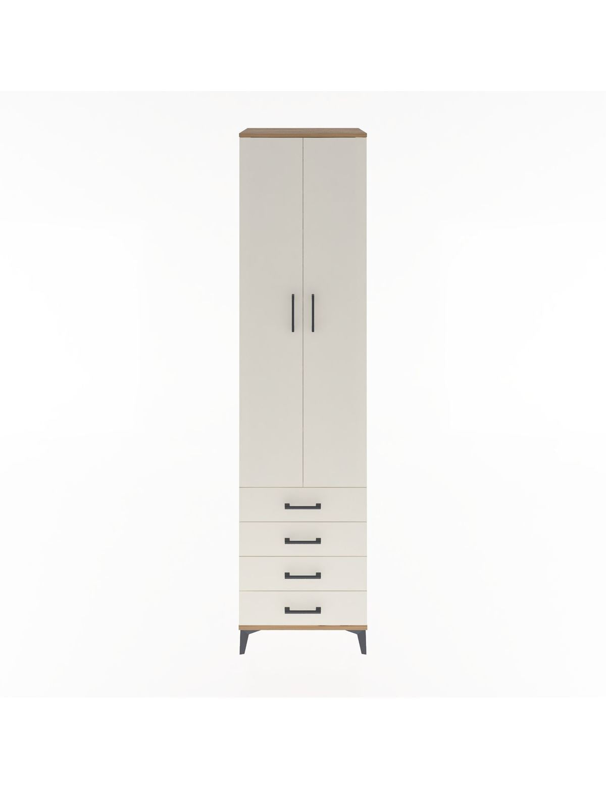 Hyperion Dolap 5 Raflı 4 Çekmeceli 2 Kapaklı 60x44x243 Çam-Aytaşı