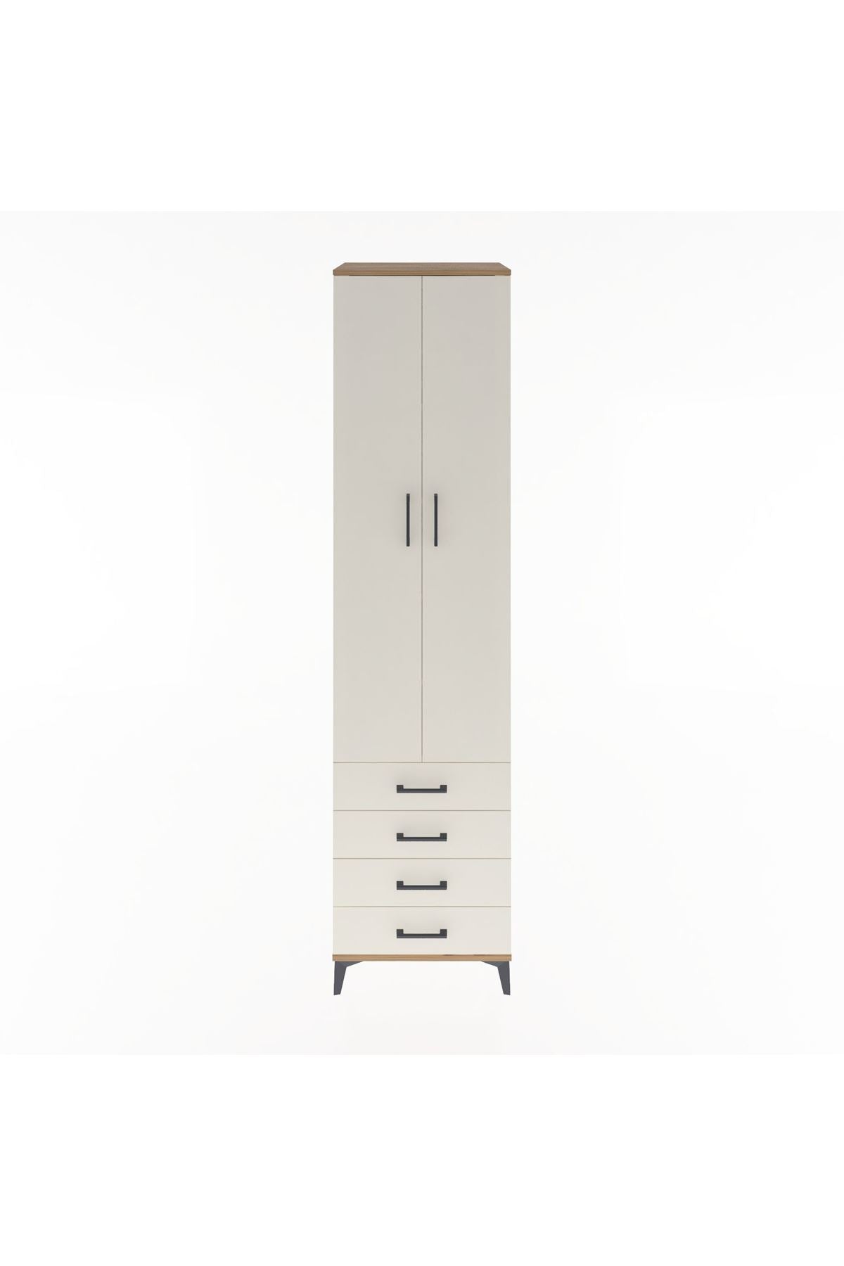 Hyperion Dolap 5 Raflı 4 Çekmeceli 2 Kapaklı 60x44x243 Çam-Aytaşı