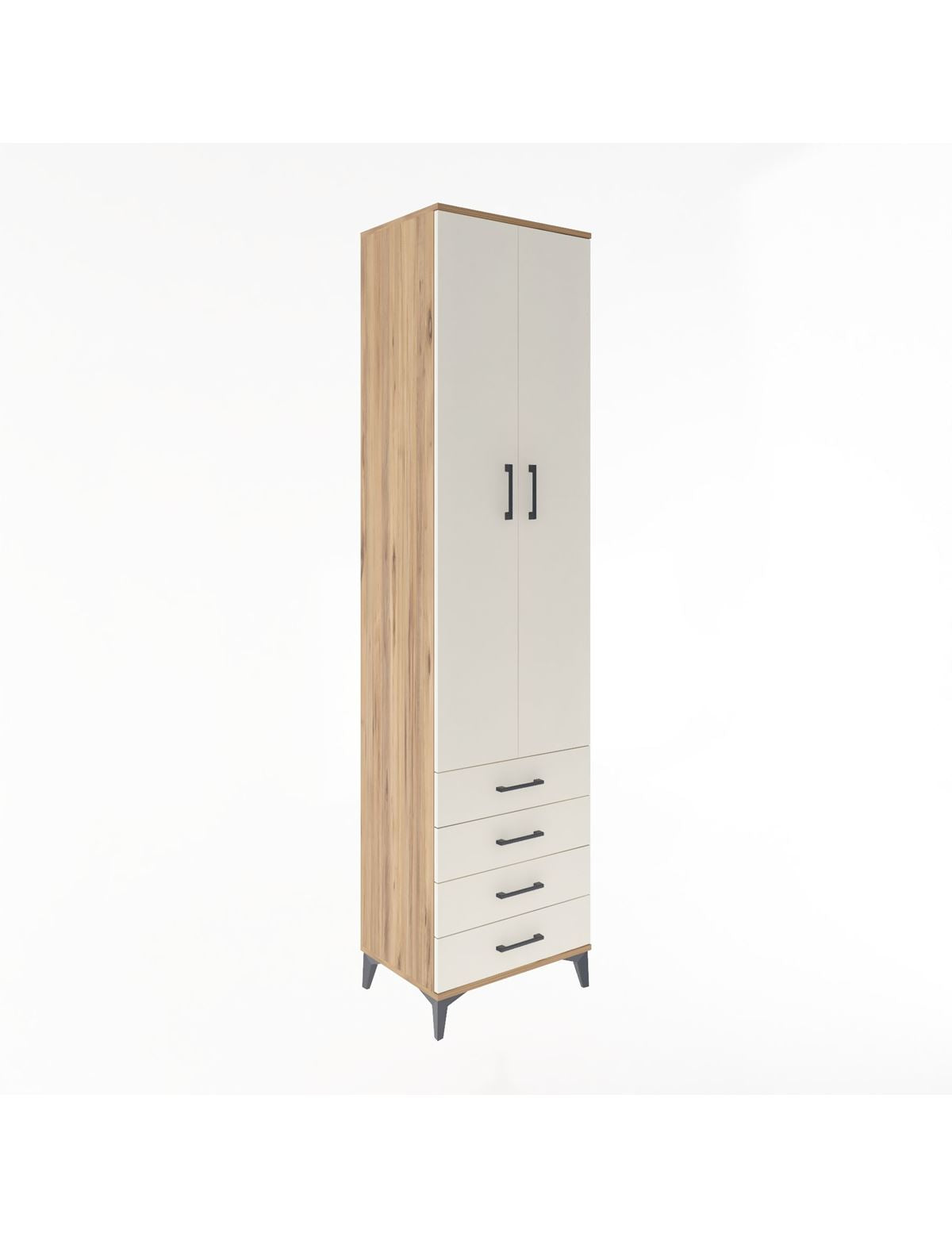 Hyperion Dolap 5 Raflı 4 Çekmeceli 2 Kapaklı 60x44x243 Çam-Aytaşı