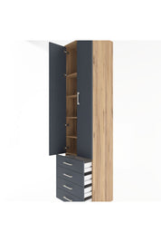 Hyperion Dolap 5 Raflı 4 Çekmeceli 2 Kapaklı 60x44x243 Çam-Antrasit