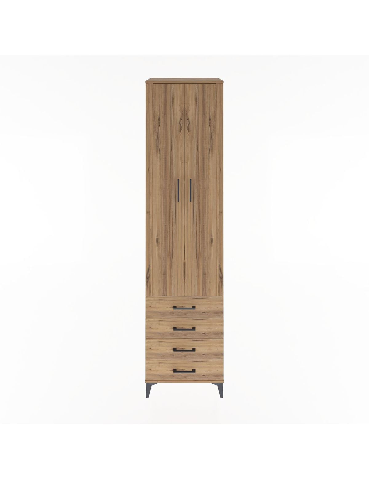 Hyperion Dolap 5 Raflı 4 Çekmeceli 2 Kapaklı 60x44x243 Çam-Çam