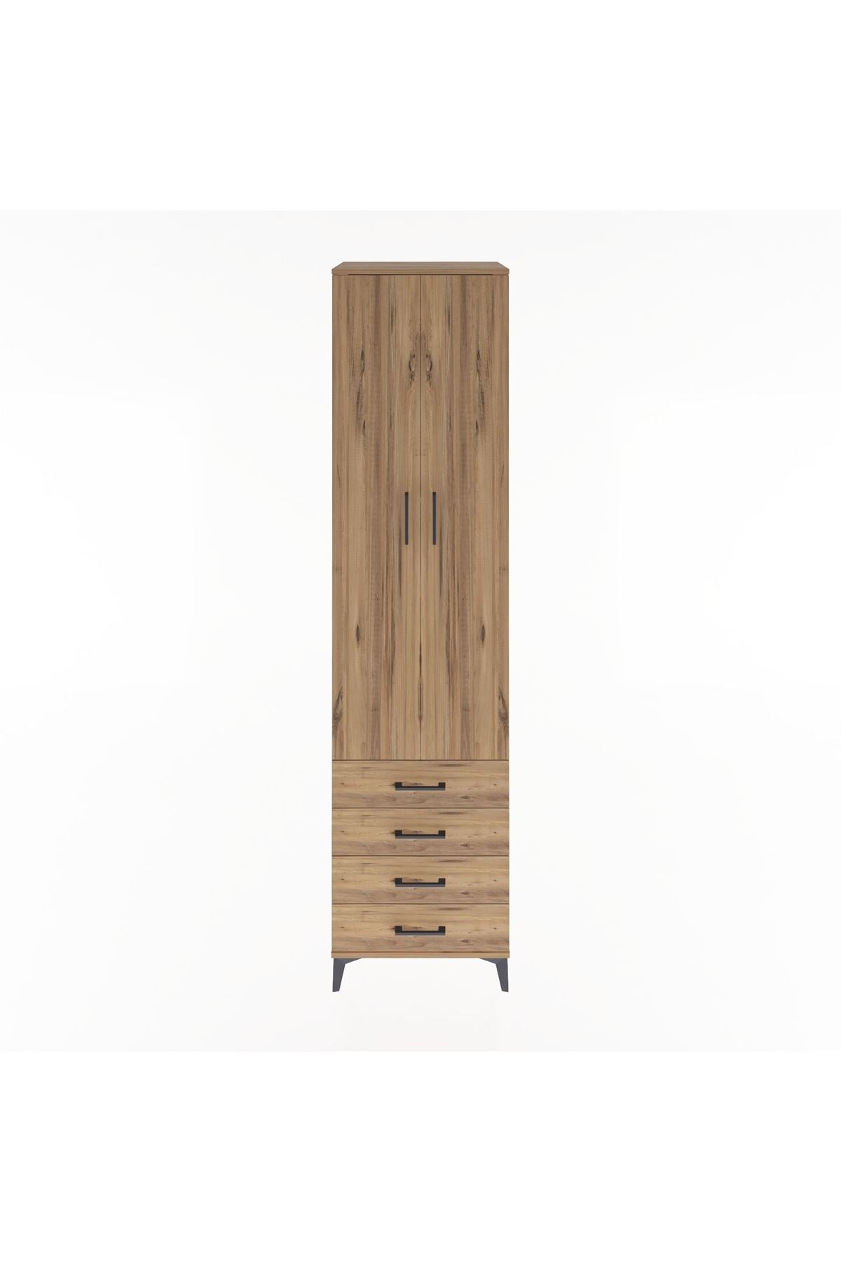 Hyperion Dolap 5 Raflı 4 Çekmeceli 2 Kapaklı 60x44x243 Çam-Çam