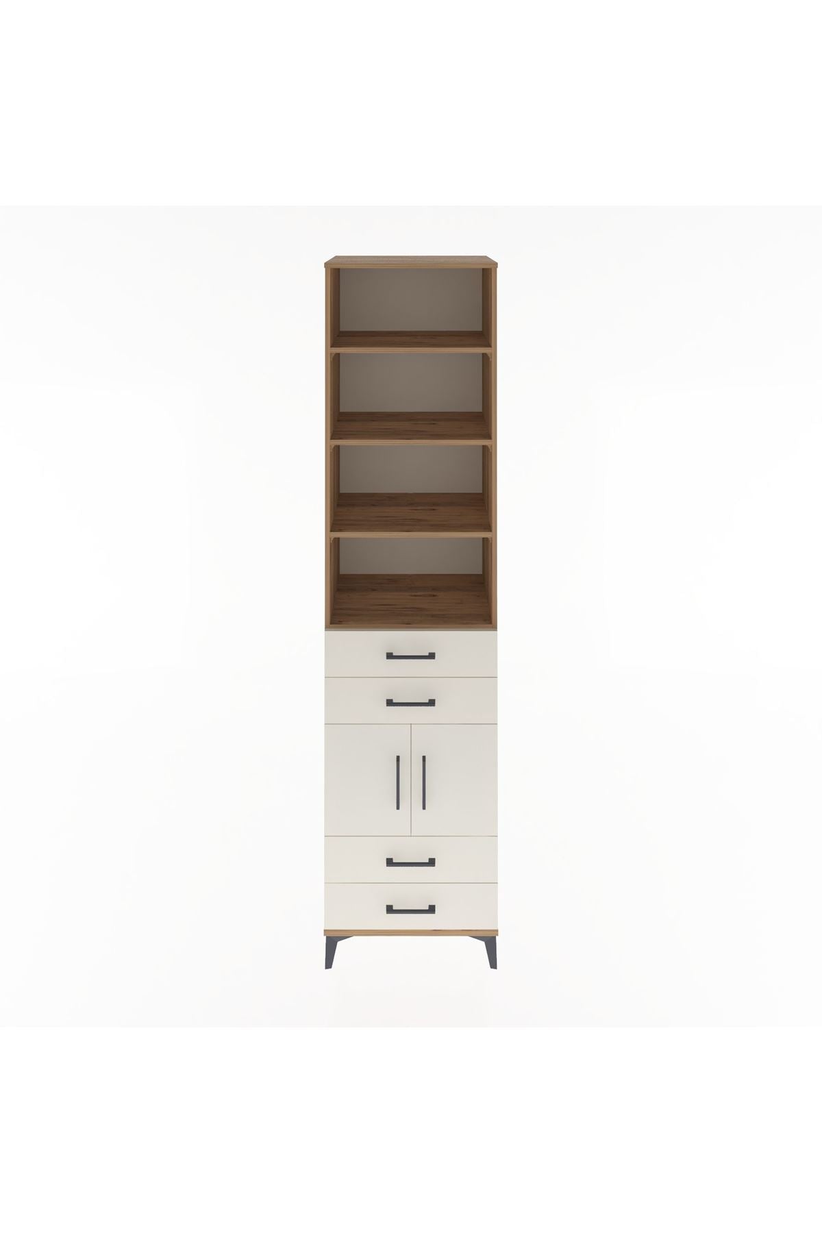 Hyperion Dolap 5 Raflı 4 Çekmeceli 2 Kapaklı 60x44x243 Çam-Aytaşı