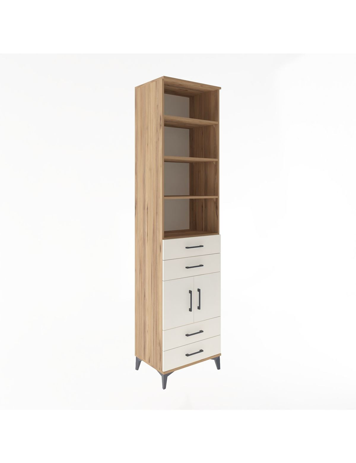 Hyperion Dolap 5 Raflı 4 Çekmeceli 2 Kapaklı 60x44x243 Çam-Aytaşı