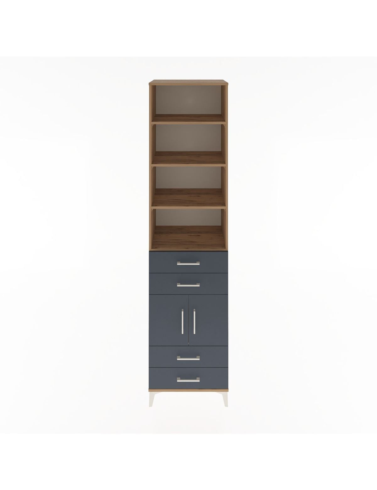 Hyperion Dolap 5 Raflı 4 Çekmeceli 2 Kapaklı 60x44x243 Çam-Antrasit