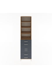 Hyperion Dolap 5 Raflı 4 Çekmeceli 2 Kapaklı 60x44x243 Çam-Antrasit