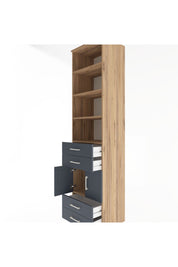 Hyperion Dolap 5 Raflı 4 Çekmeceli 2 Kapaklı 60x44x243 Çam-Antrasit