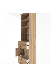 Hyperion Dolap 5 Raflı 4 Çekmeceli 2 Kapaklı 60x44x243 Çam-Çam