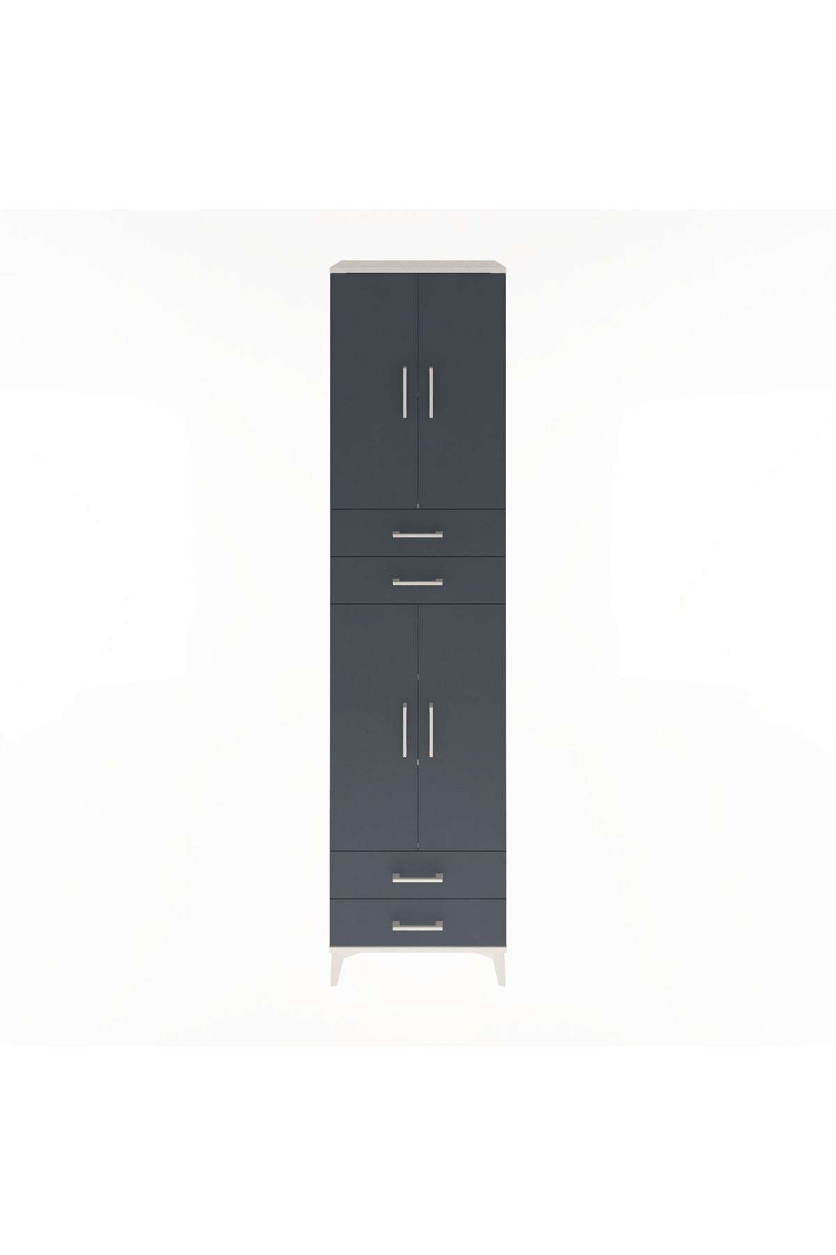 Hyperion Dolap 5 Raflı 4 Çekmeceli 4 Kapaklı 60x44x243 Aytaşı-Antrasit