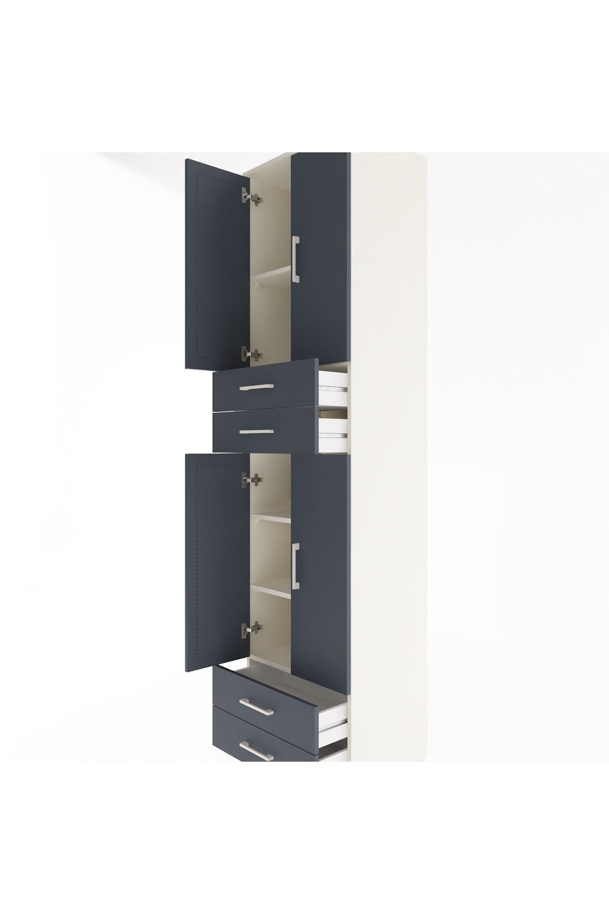 Hyperion Dolap 5 Raflı 4 Çekmeceli 4 Kapaklı 60x44x243 Aytaşı-Antrasit