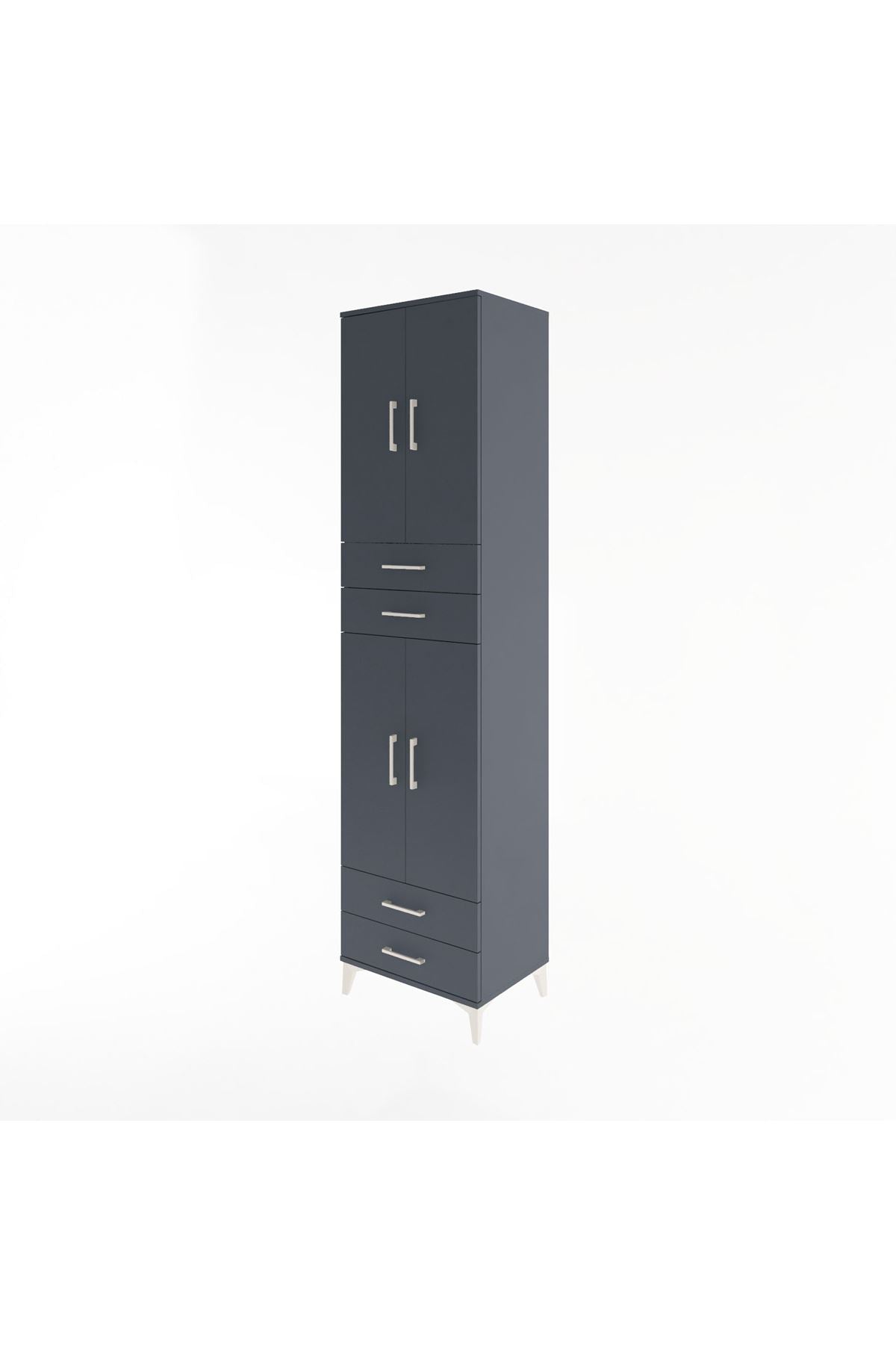 Hyperion Dolap 5 Raflı 4 Çekmeceli 4 Kapaklı 60x44x243 Antrasit-Antrasit
