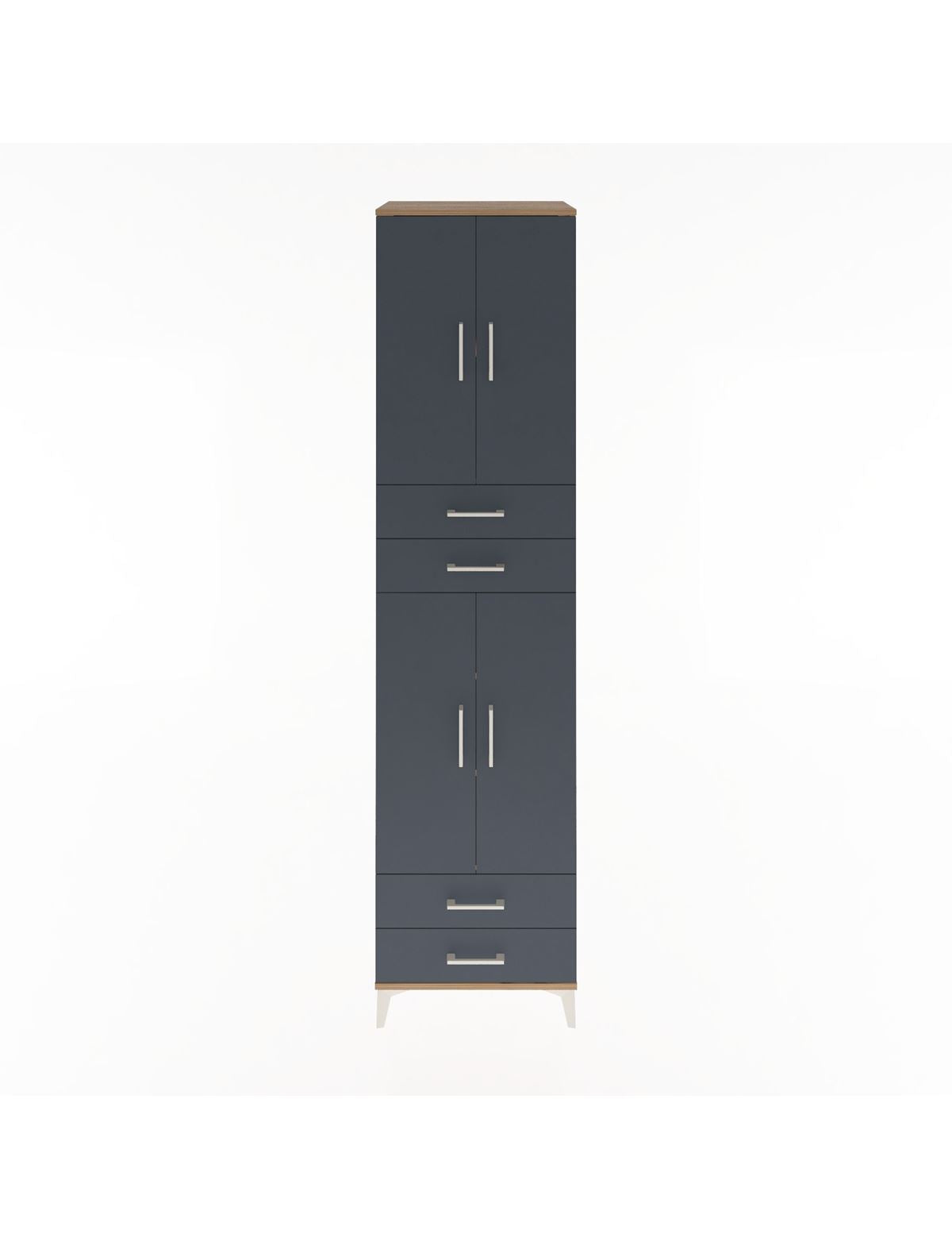 Hyperion Dolap 5 Raflı 4 Çekmeceli 4 Kapaklı 60x44x243 Çam-Antrasit