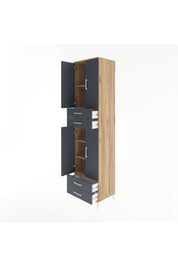 Hyperion Dolap 5 Raflı 4 Çekmeceli 4 Kapaklı 60x44x243 Çam-Antrasit