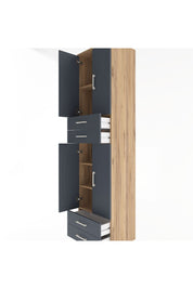 Hyperion Dolap 5 Raflı 4 Çekmeceli 4 Kapaklı 60x44x243 Çam-Antrasit