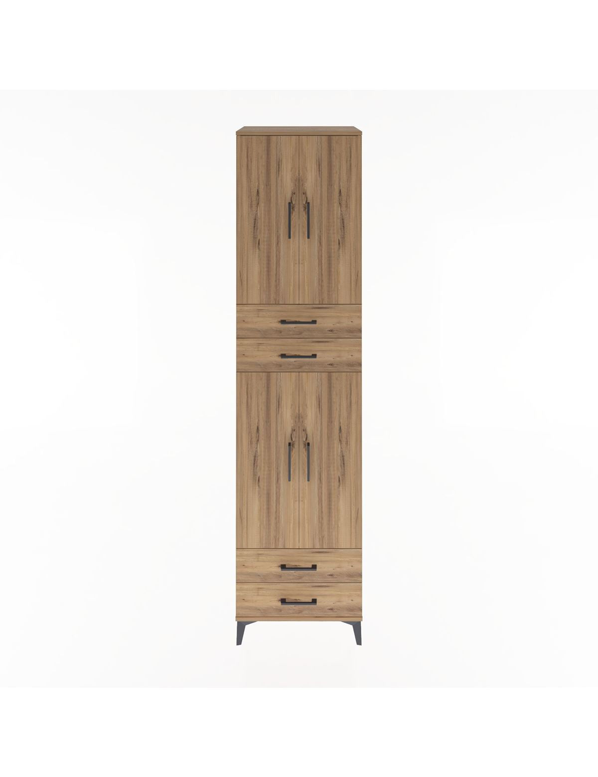 Hyperion Dolap 5 Raflı 4 Çekmeceli 4 Kapaklı 60x44x243 Çam-Çam