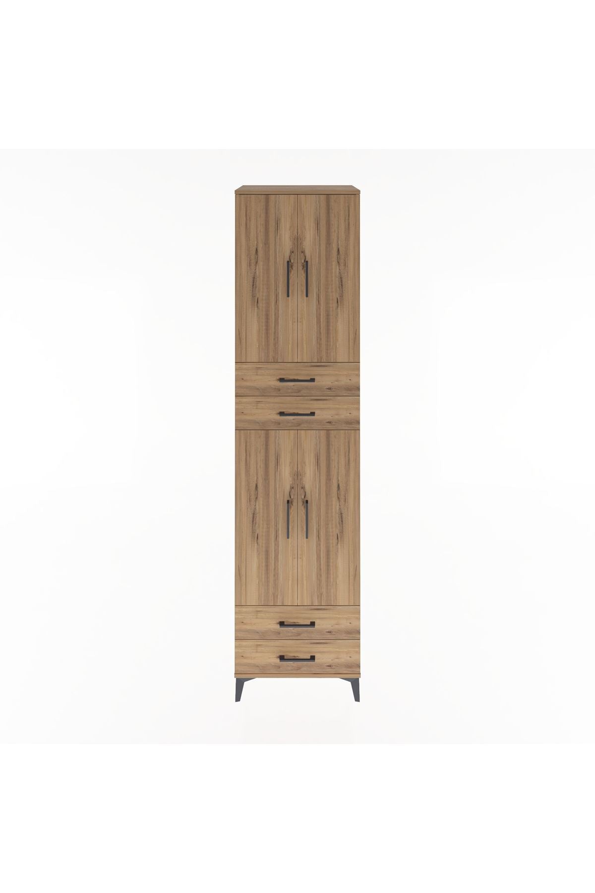 Hyperion Dolap 5 Raflı 4 Çekmeceli 4 Kapaklı 60x44x243 Çam-Çam