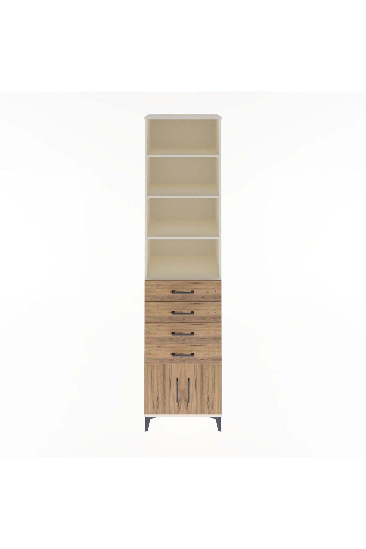 Hyperion Dolap 4 Raflı 4 Çekmeceli 2 Kapaklı 60x44x243 Aytaşı-Çam