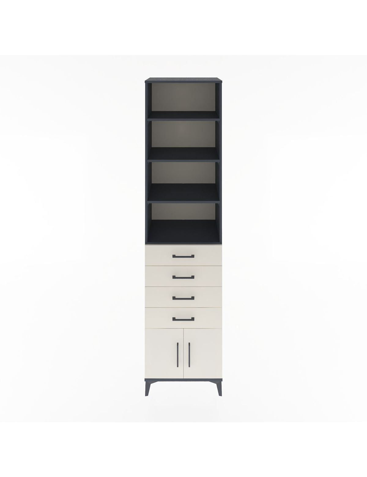 Hyperion Dolap 4 Raflı 4 Çekmeceli 2 Kapaklı 60x44x243 Antrasit-Aytaşı