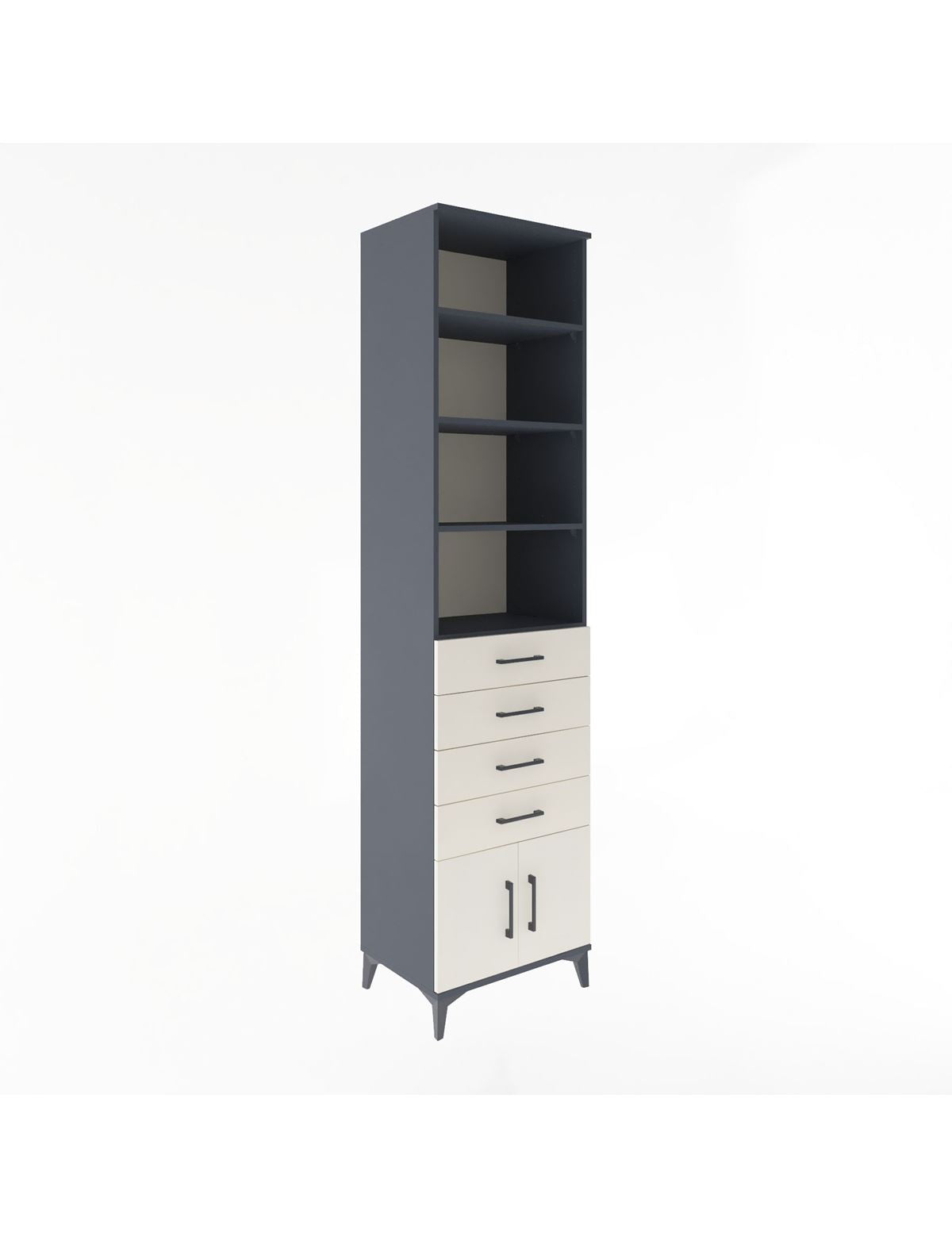 Hyperion Dolap 4 Raflı 4 Çekmeceli 2 Kapaklı 60x44x243 Antrasit-Aytaşı