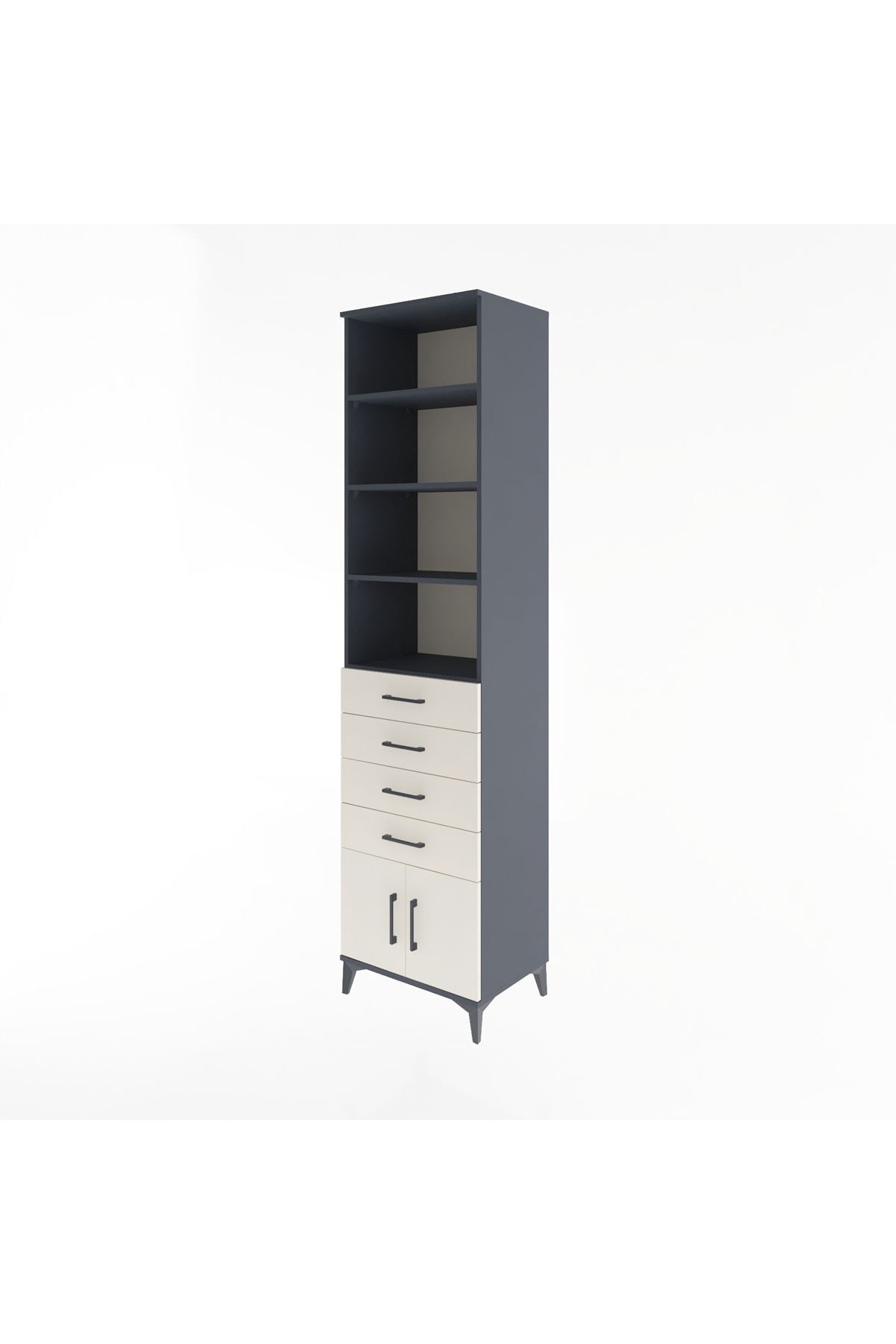 Hyperion Dolap 4 Raflı 4 Çekmeceli 2 Kapaklı 60x44x243 Antrasit-Aytaşı