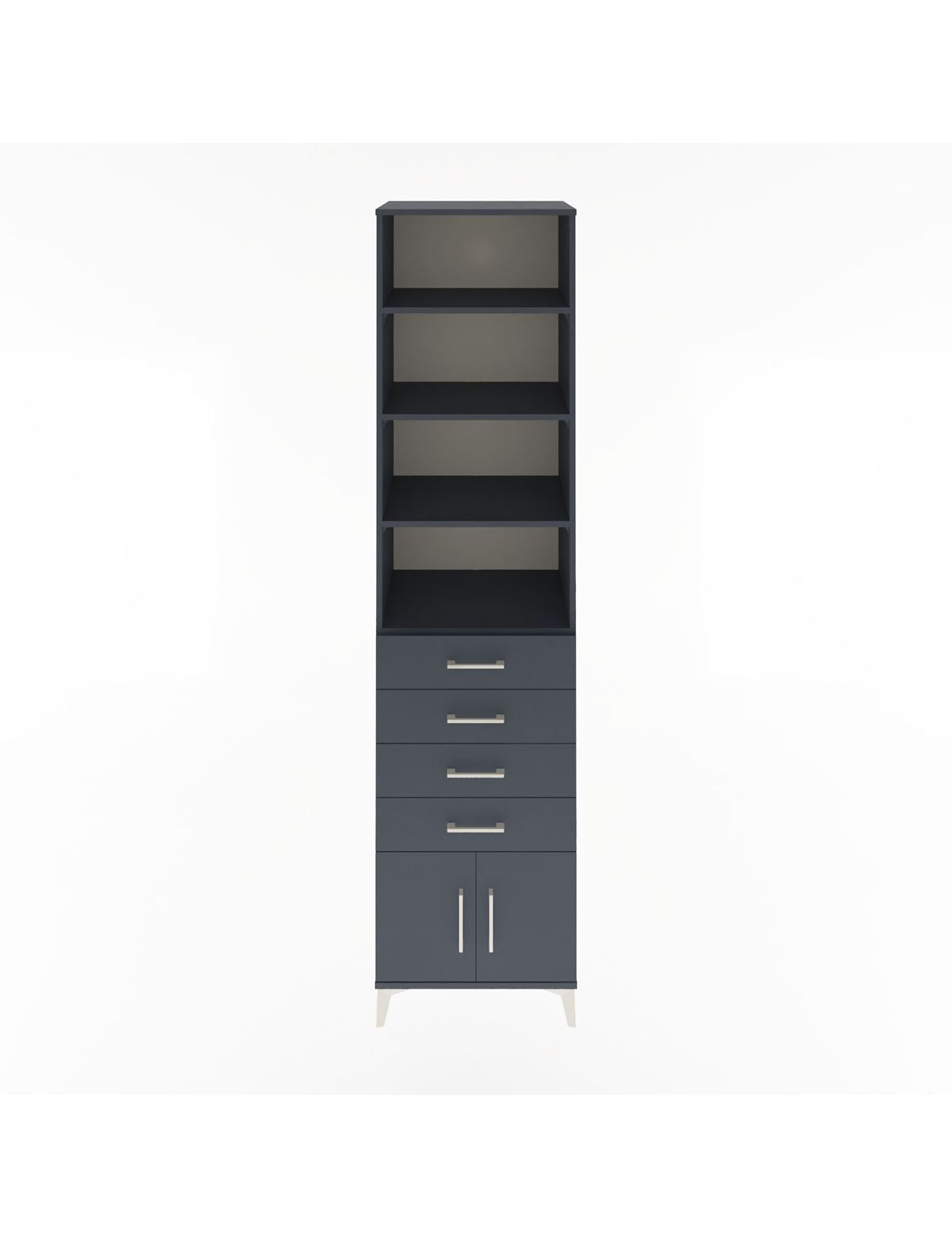 Hyperion Dolap 4 Raflı 4 Çekmeceli 2 Kapaklı 60x44x243 Antrasit-Antrasit