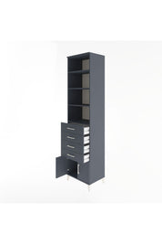 Hyperion Dolap 4 Raflı 4 Çekmeceli 2 Kapaklı 60x44x243 Antrasit-Antrasit