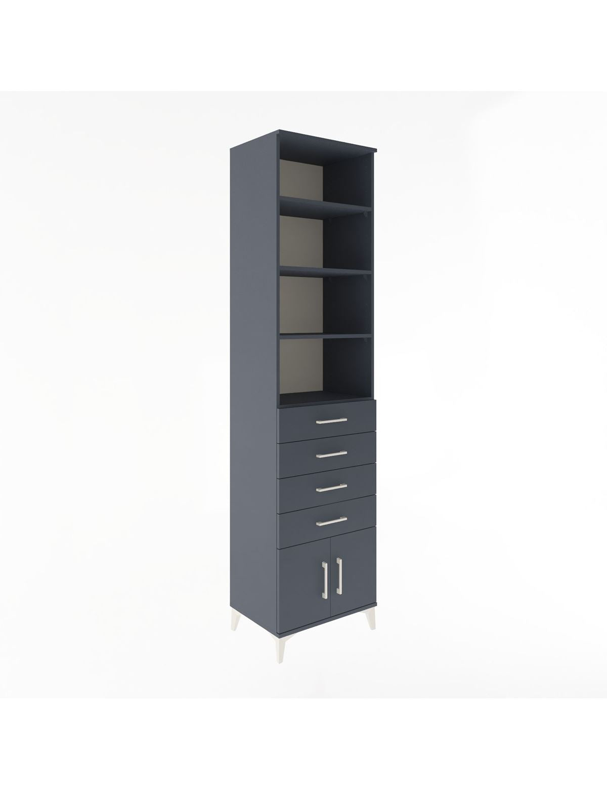 Hyperion Dolap 4 Raflı 4 Çekmeceli 2 Kapaklı 60x44x243 Antrasit-Antrasit