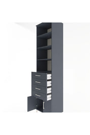 Hyperion Dolap 4 Raflı 4 Çekmeceli 2 Kapaklı 60x44x243 Antrasit-Antrasit