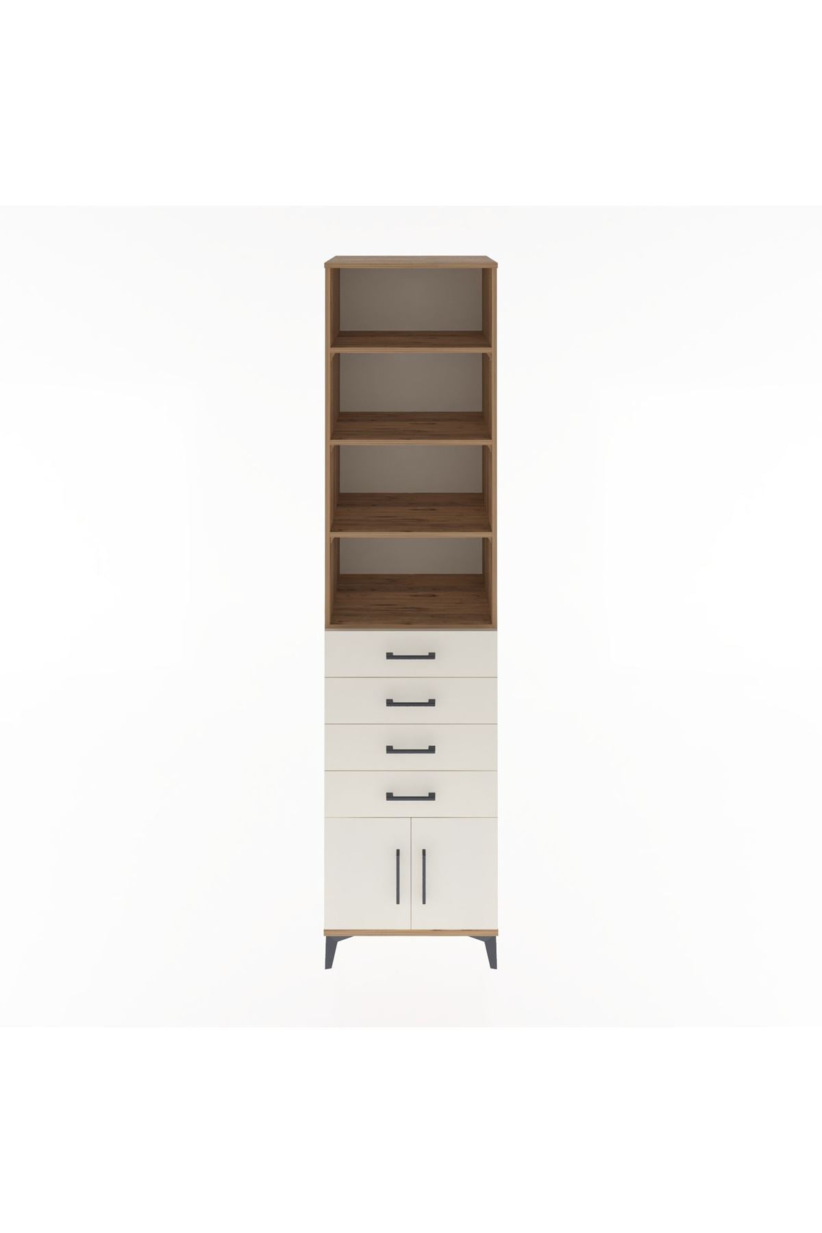 Hyperion Dolap 4 Raflı 4 Çekmeceli 2 Kapaklı 60x44x243 Çam-Aytaşı