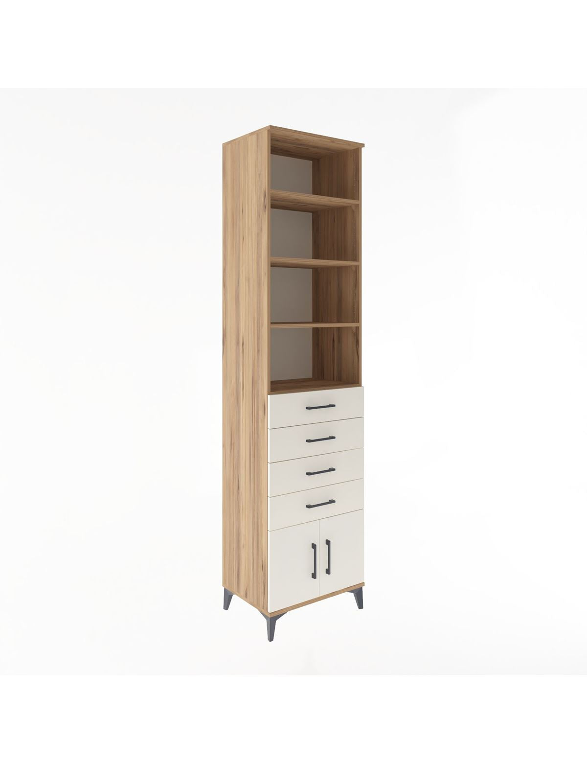 Hyperion Dolap 4 Raflı 4 Çekmeceli 2 Kapaklı 60x44x243 Çam-Aytaşı