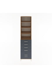 Hyperion Dolap 4 Raflı 4 Çekmeceli 2 Kapaklı 60x44x243 Çam-Antrasit