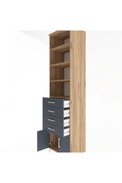 Hyperion Dolap 4 Raflı 4 Çekmeceli 2 Kapaklı 60x44x243 Çam-Antrasit