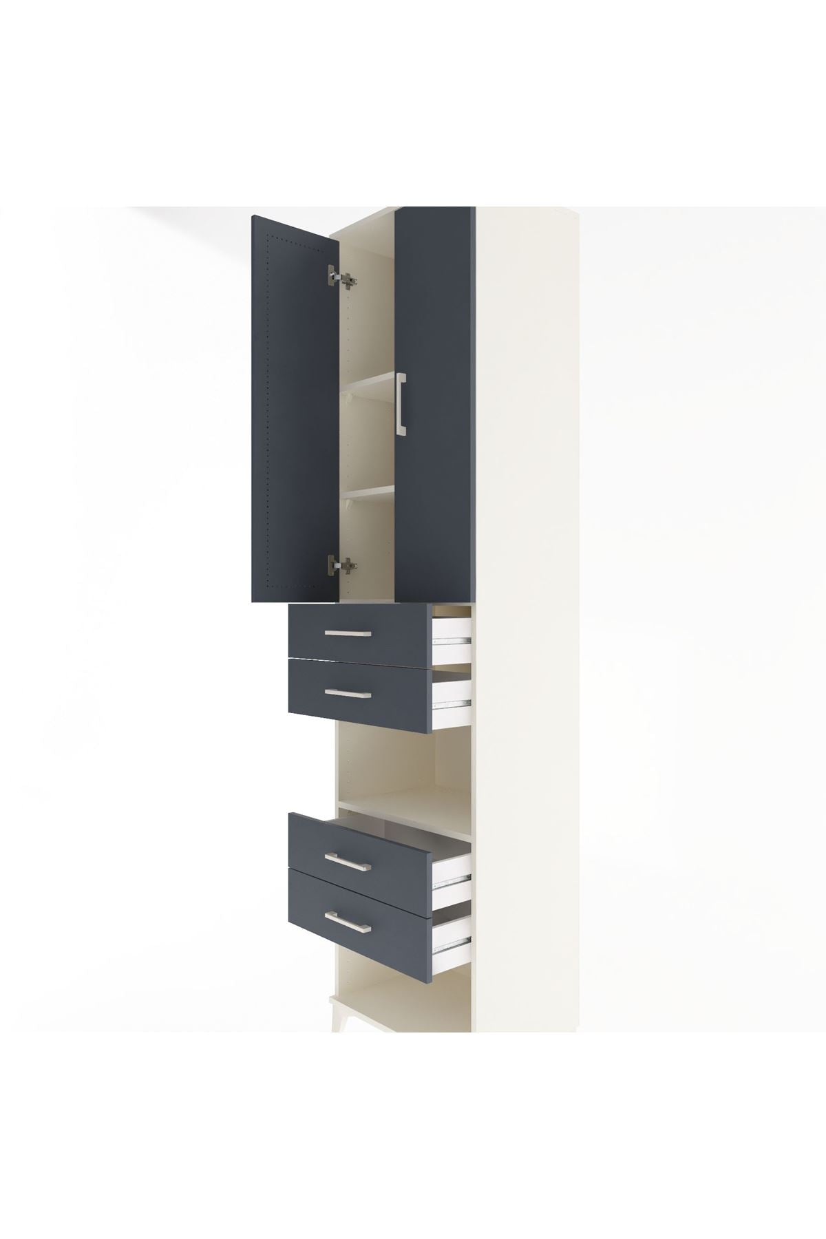 Hyperion Dolap 4 Raflı 4 Çekmeceli 2 Kapaklı 60x44x243 Aytaşı-Antrasit