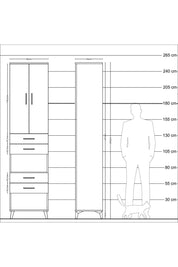 Hyperion Dolap 4 Raflı 4 Çekmeceli 2 Kapaklı 60x44x243 Aytaşı-Çam