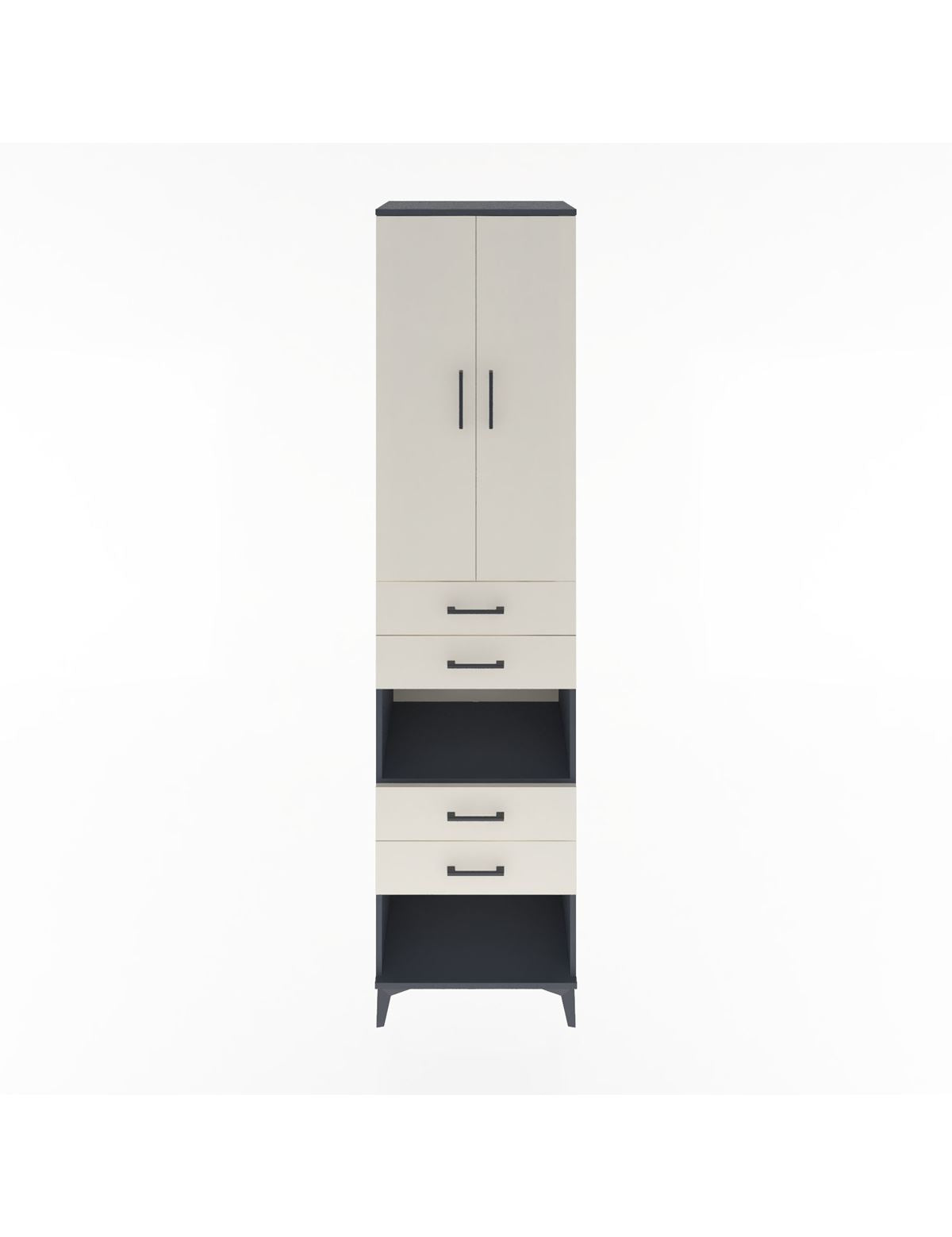 Hyperion Dolap 4 Raflı 4 Çekmeceli 2 Kapaklı 60x44x243 Antrasit-Aytaşı