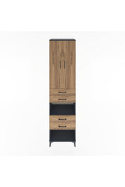 Hyperion Dolap 4 Raflı 4 Çekmeceli 2 Kapaklı 60x44x243 Antrasit-Çam