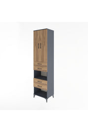 Hyperion Dolap 4 Raflı 4 Çekmeceli 2 Kapaklı 60x44x243 Antrasit-Çam