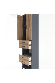 Hyperion Dolap 4 Raflı 4 Çekmeceli 2 Kapaklı 60x44x243 Antrasit-Çam