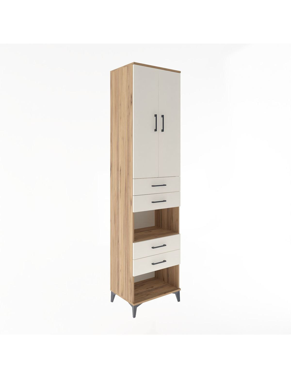 Hyperion Dolap 4 Raflı 4 Çekmeceli 2 Kapaklı 60x44x243 Çam-Aytaşı