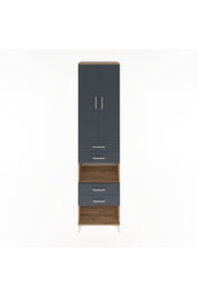 Hyperion Dolap 4 Raflı 4 Çekmeceli 2 Kapaklı 60x44x243 Çam-Antrasit
