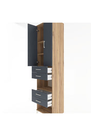 Hyperion Dolap 4 Raflı 4 Çekmeceli 2 Kapaklı 60x44x243 Çam-Antrasit