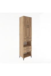 Hyperion Dolap 4 Raflı 4 Çekmeceli 2 Kapaklı 60x44x243 Çam-Çam