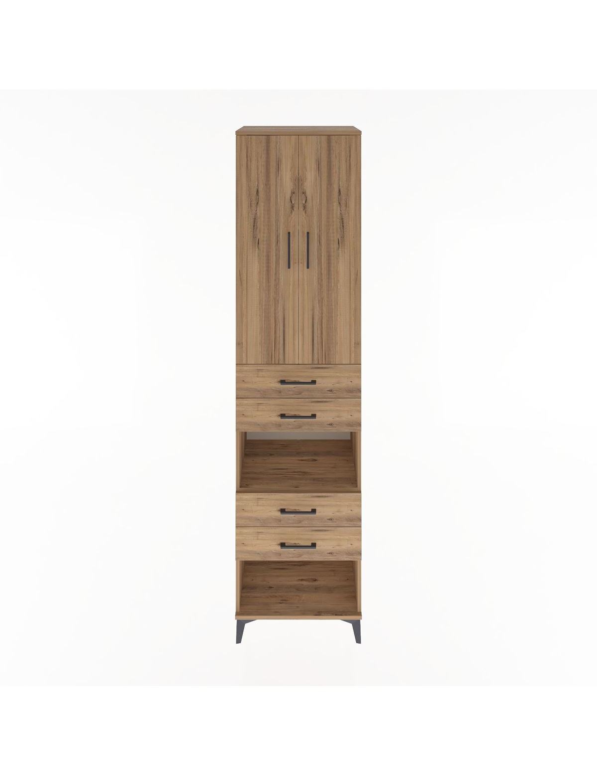 Hyperion Dolap 4 Raflı 4 Çekmeceli 2 Kapaklı 60x44x243 Çam-Çam