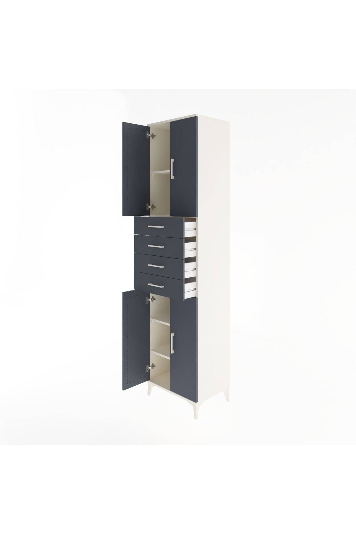Hyperion Dolap 4 Raflı 4 Çekmeceli 4 Kapaklı 60x44x243 Aytaşı-Antrasit
