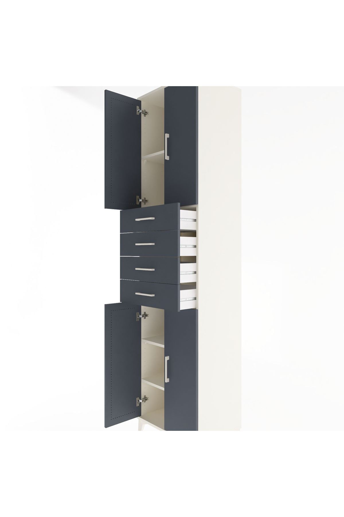 Hyperion Dolap 4 Raflı 4 Çekmeceli 4 Kapaklı 60x44x243 Aytaşı-Antrasit