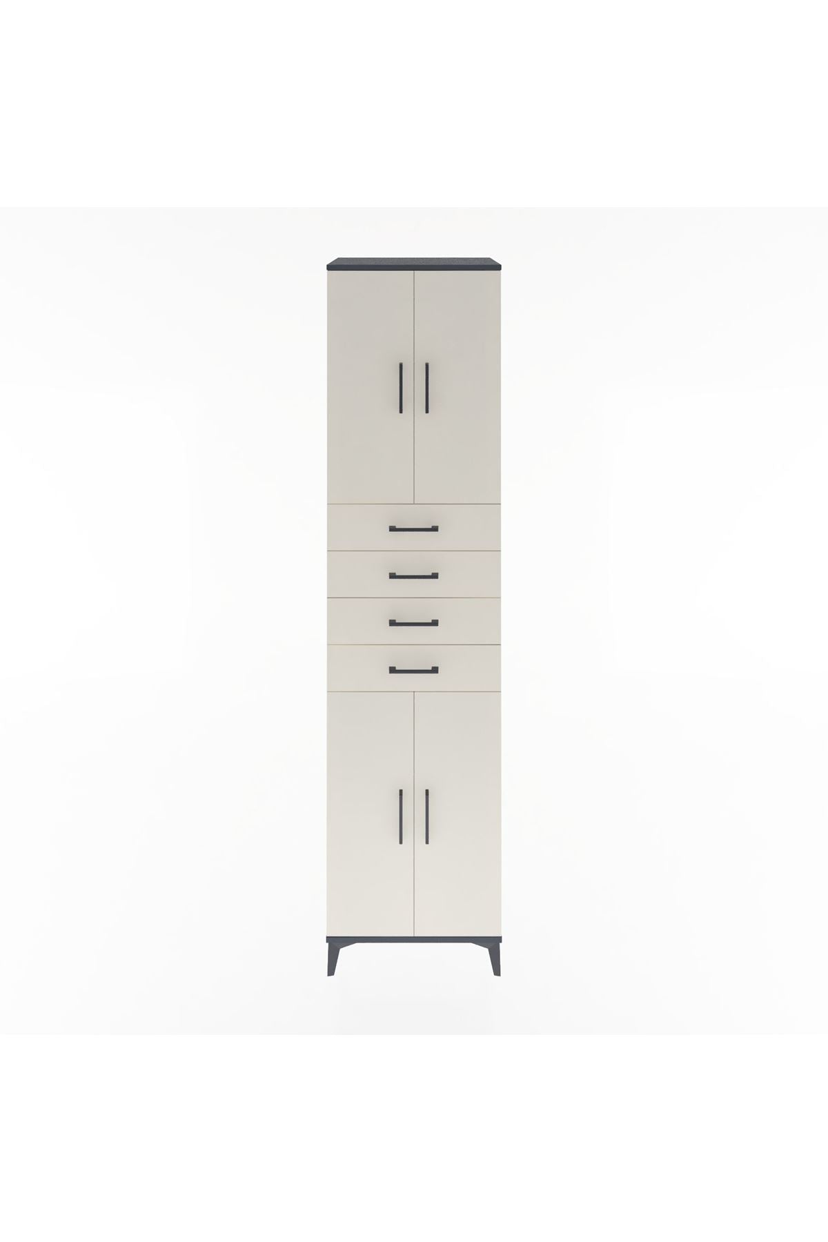 Hyperion Dolap 4 Raflı 4 Çekmeceli 4 Kapaklı 60x44x243 Antrasit-Aytaşı